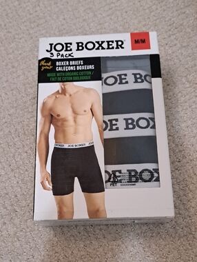 Joe Boxer Mens Underwear 3 Pack Boxer Briefs Black Cotton Stretch NEW